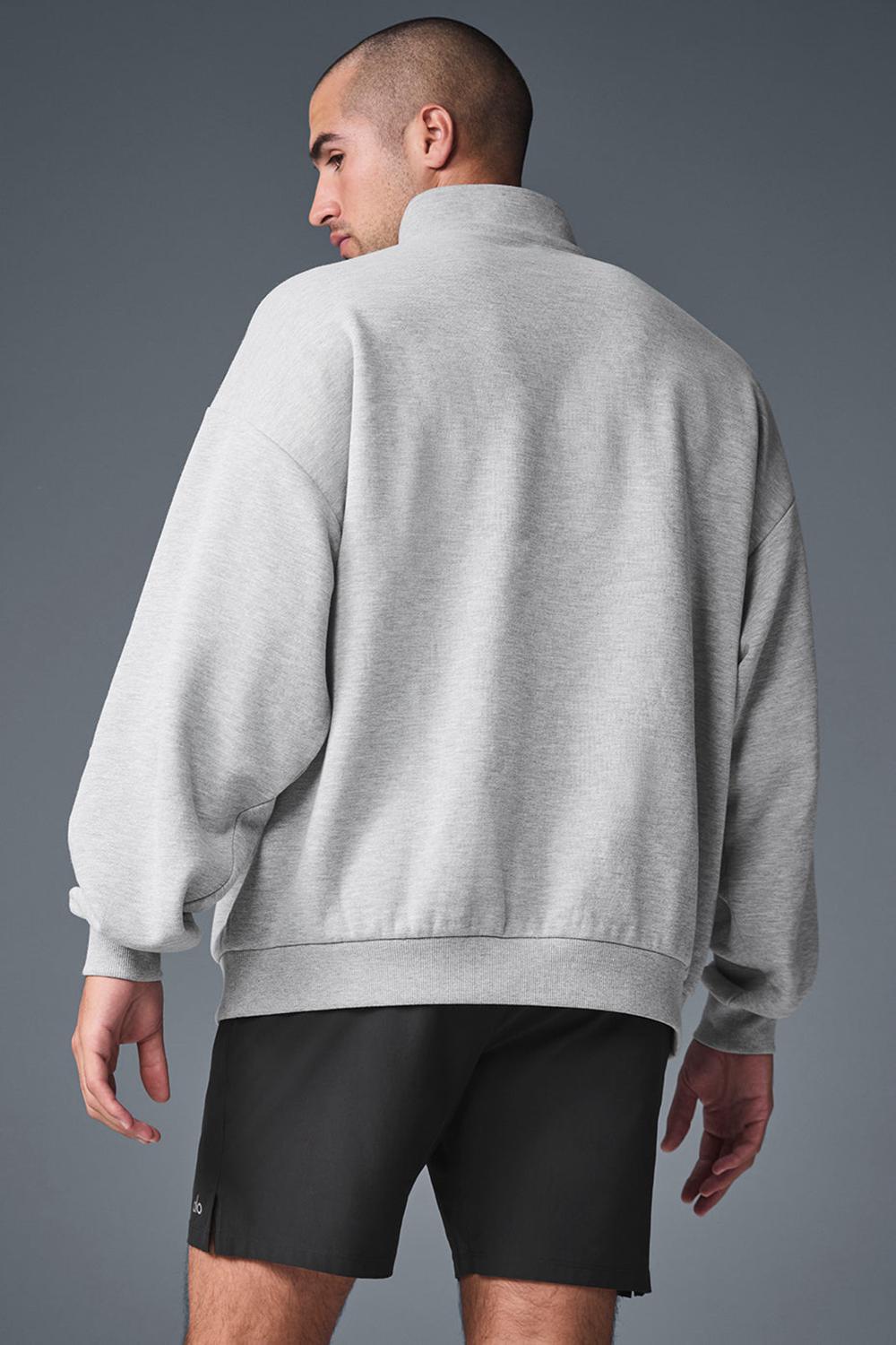 Athletic Heather Grey Alo Yoga Accolade 1/4 Zip Men Pullover | KSA  WEV368541