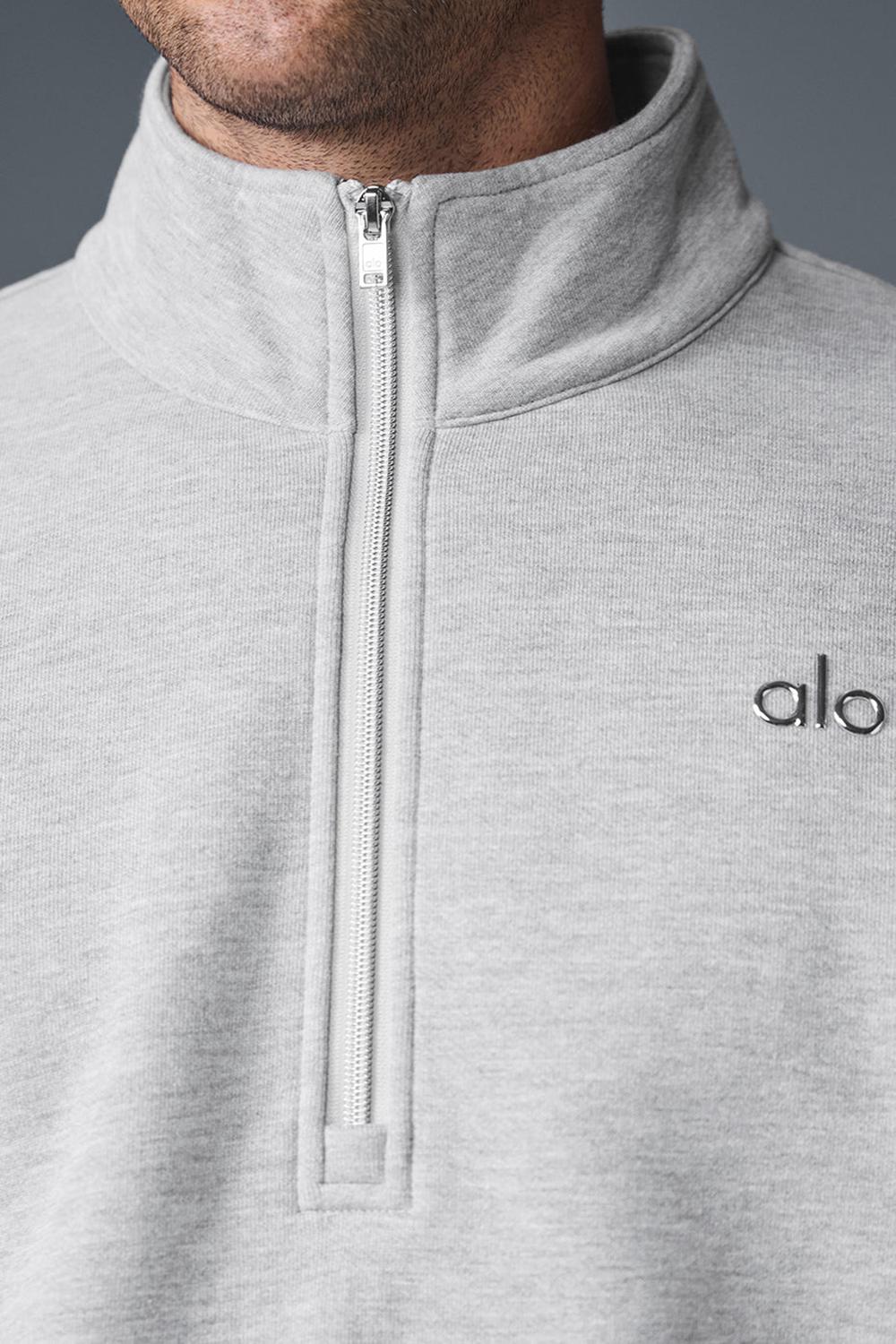 Athletic Heather Grey Alo Yoga Accolade 1/4 Zip Men Pullover | KSA  WEV368541