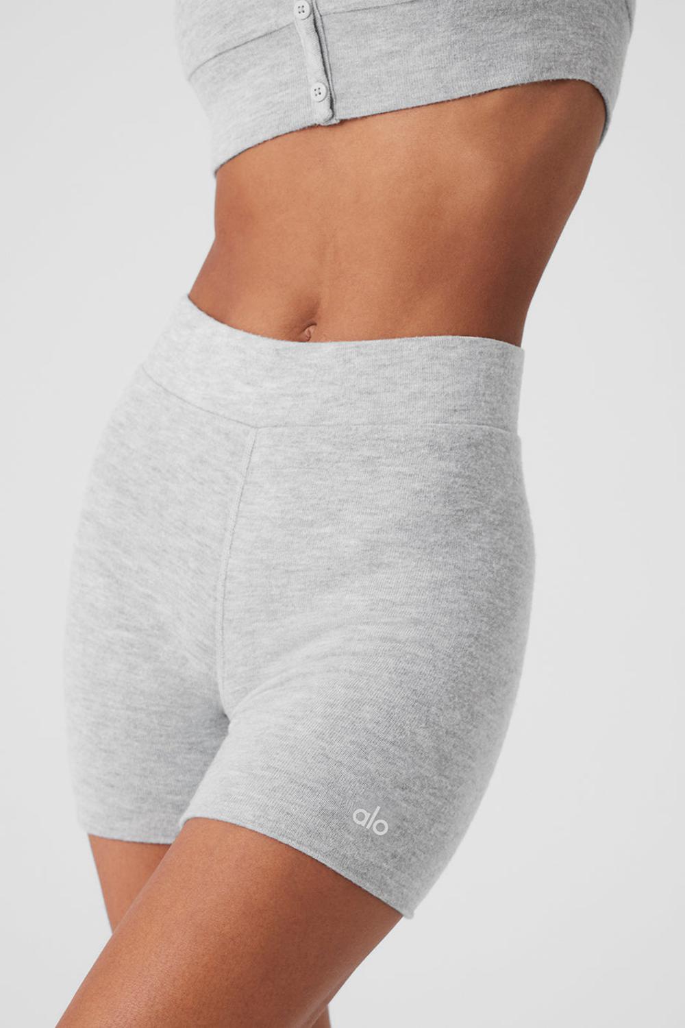 Athletic Heather Grey Alo Yoga Alolux High-Waist Me Time Women Short | KSA  JUN859402