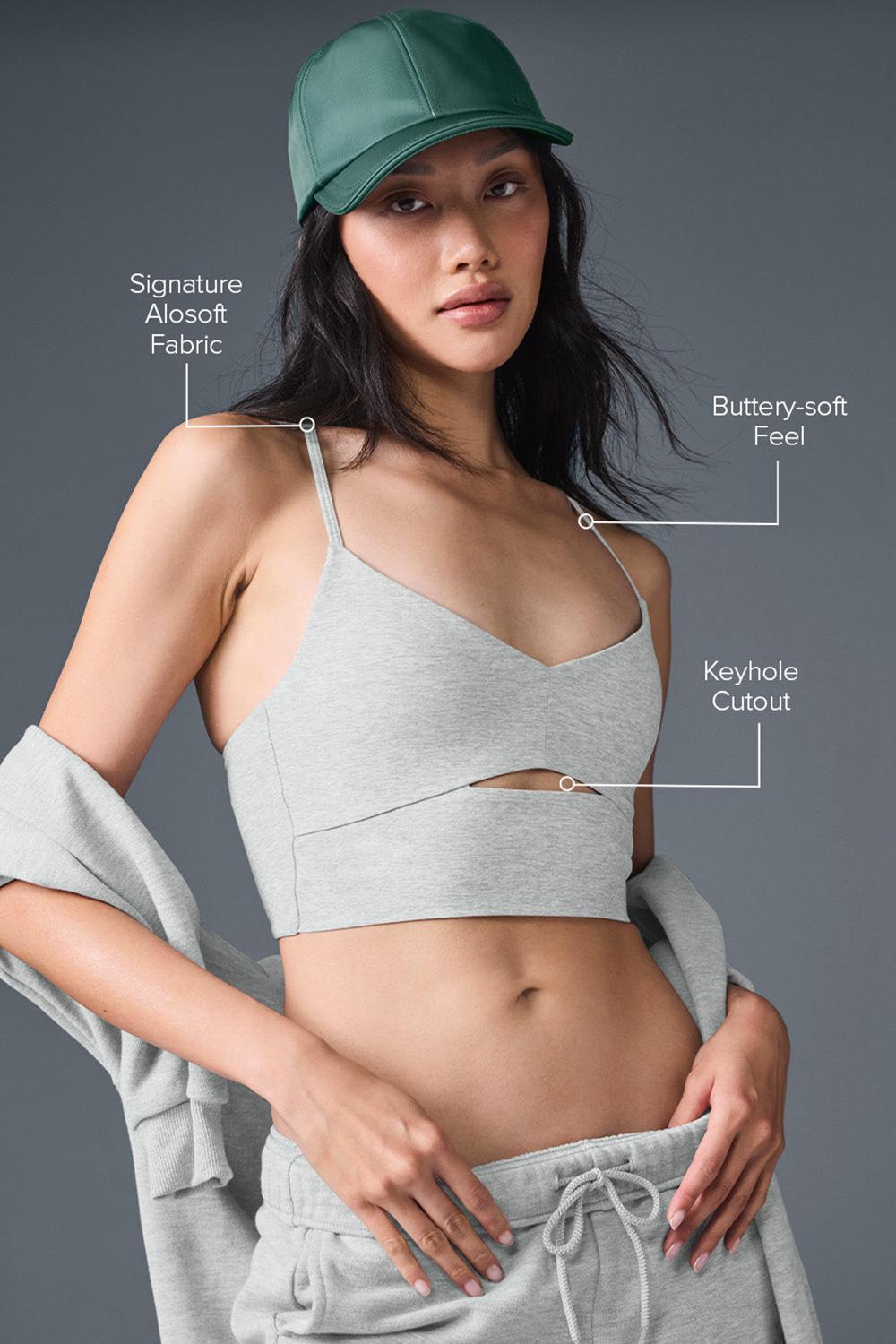 Athletic Heather Grey Alo Yoga Alosoft Highlight Women Bra | KSA  QOH143095