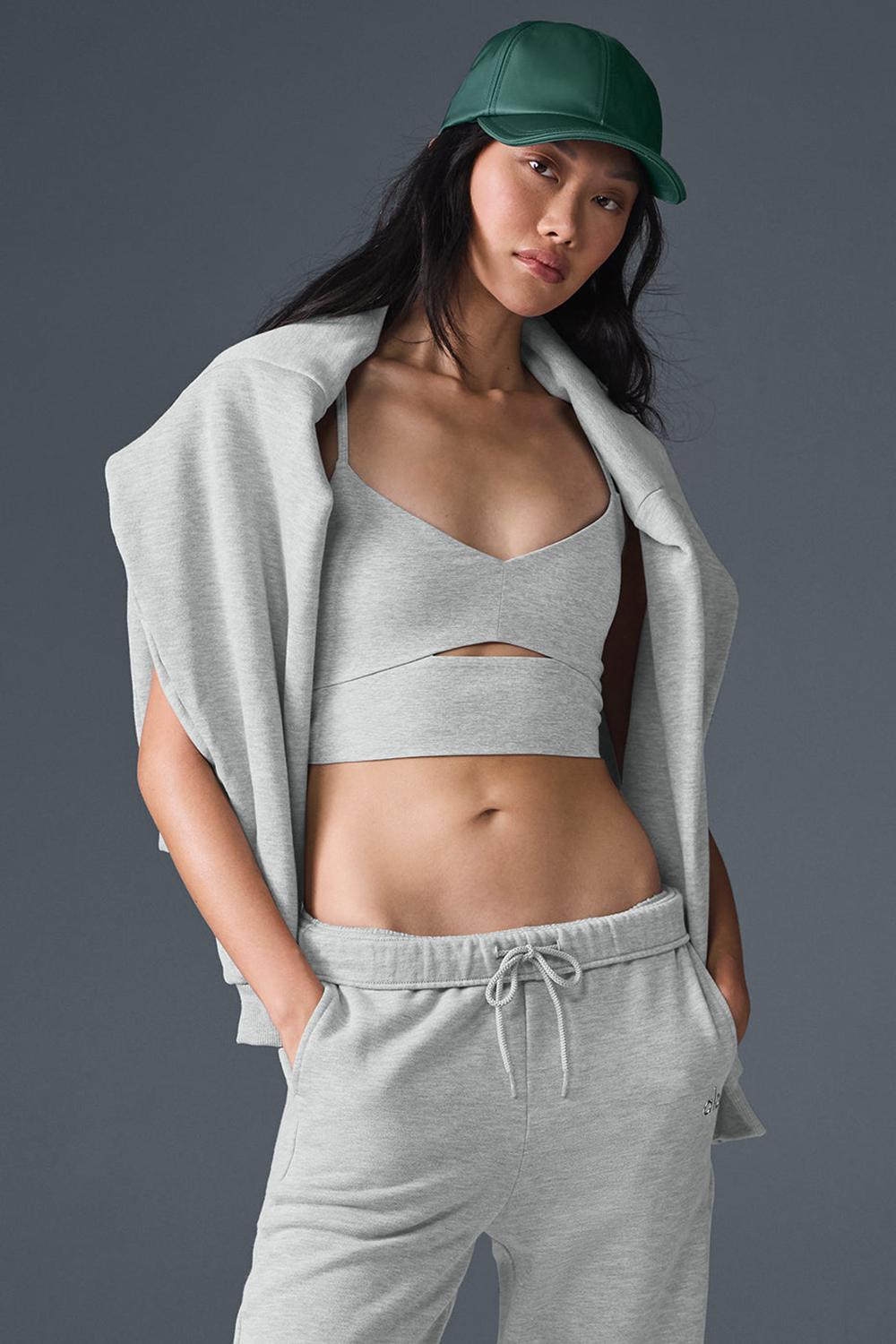 Athletic Heather Grey Alo Yoga Alosoft Highlight Women Bra | KSA  QOH143095