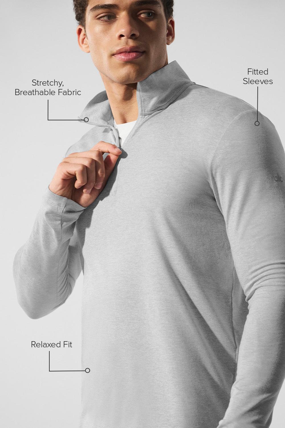 Athletic Heather Grey Alo Yoga Conquer 1/4 Zip Reform Men Long Sleeve | KSA  QJN710526