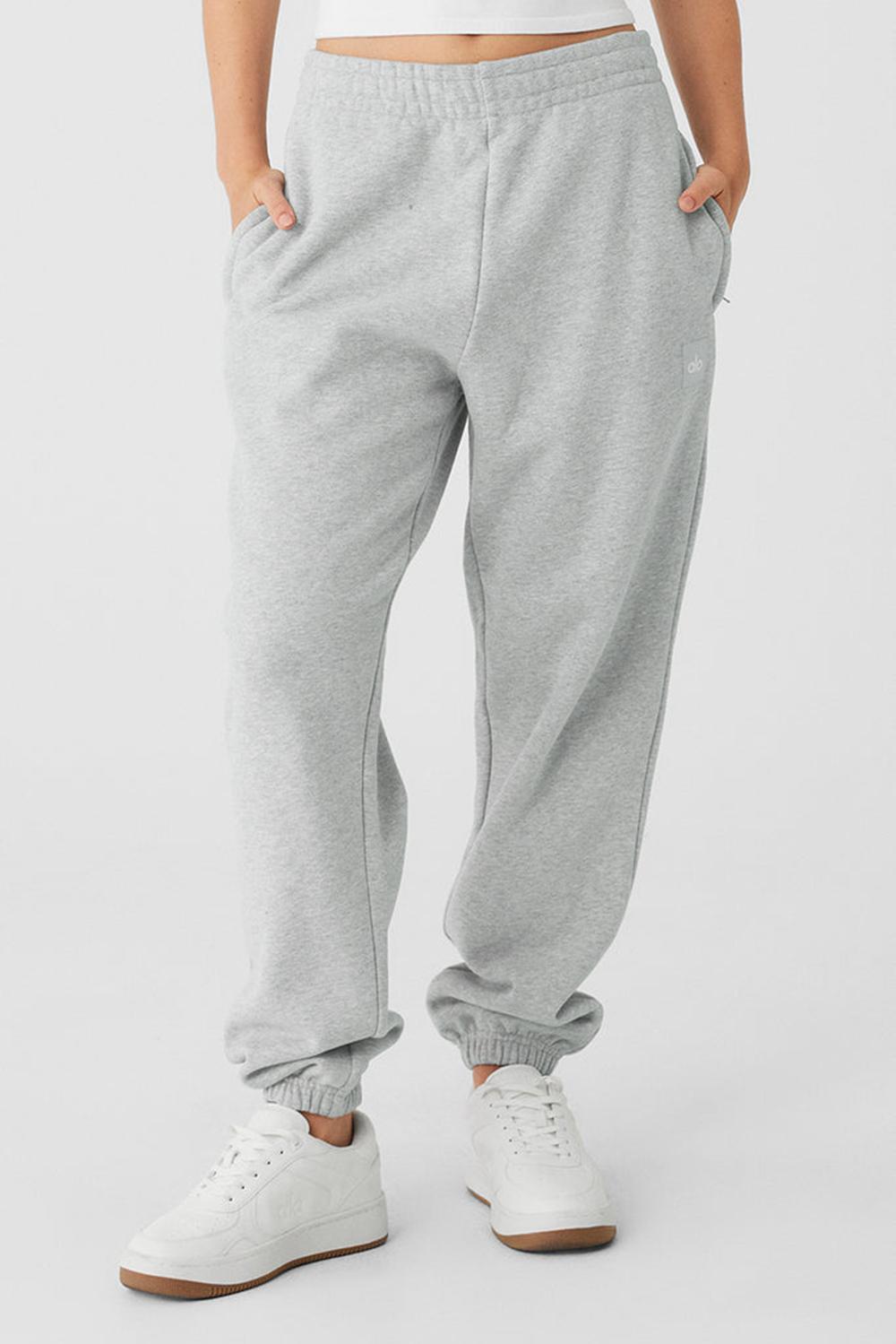 Athletic Heather Grey Alo Yoga Cuffed Renown Heavy Weight Women Sweatpant | KSA  HLN132670