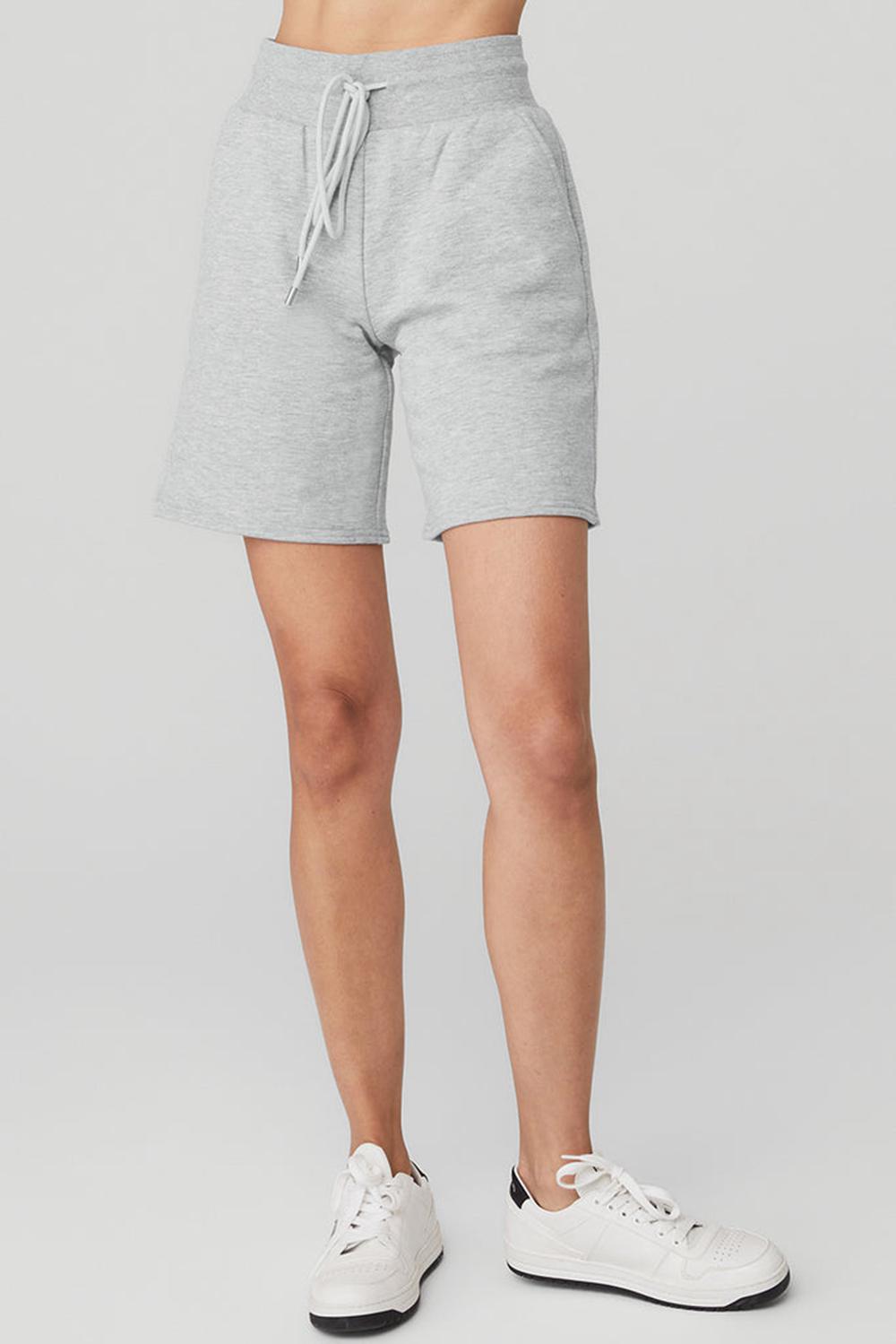 Athletic Heather Grey Alo Yoga High-Waist Easy Sweat Women Short | KSA  WSX628401
