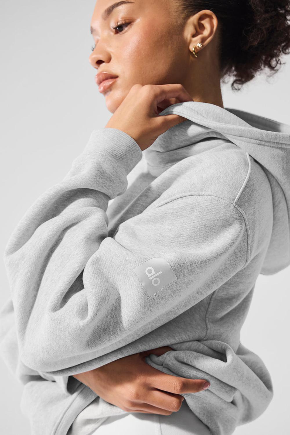 Athletic Heather Grey Alo Yoga Renown Heavy Weight Women Hoodie | KSA  BCS431670