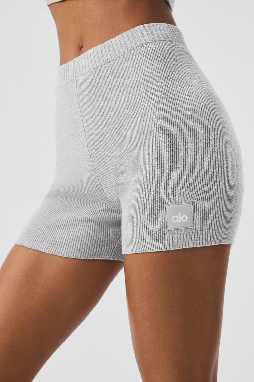 Athletic Heather Grey Alo Yoga Scholar Knit High-Waist Women Short | KSA  EVL789054