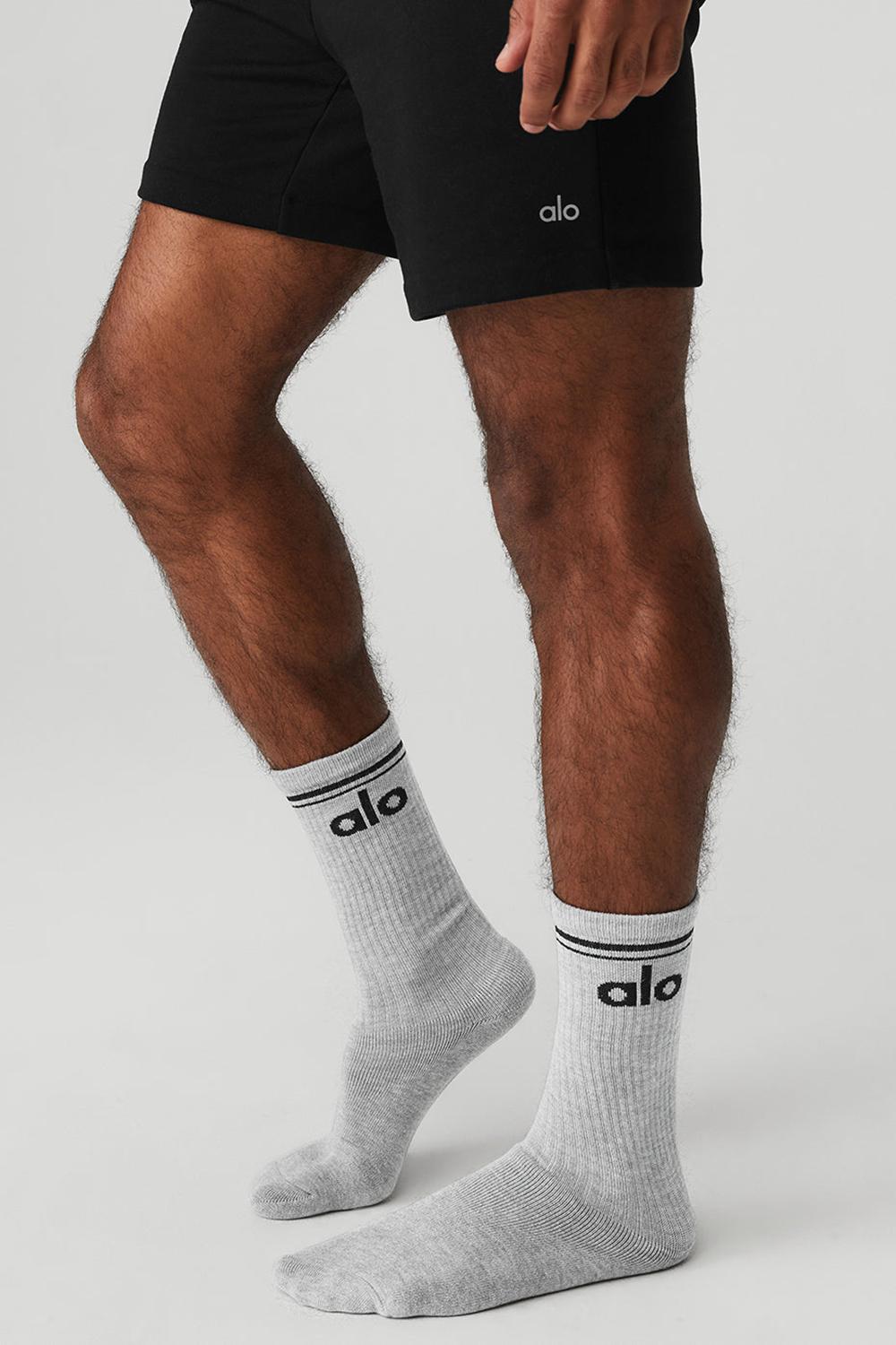 Athletic Heather Grey / Black Alo Yoga Unisex Throwback Men Sock | KSA  REY128465