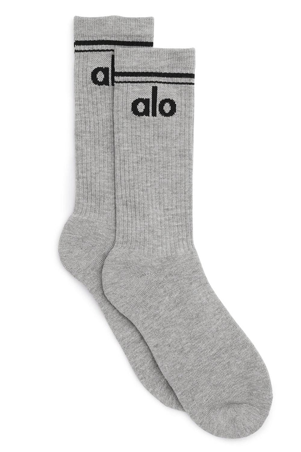 Athletic Heather Grey / Black Alo Yoga Unisex Throwback Men Sock | KSA  REY128465