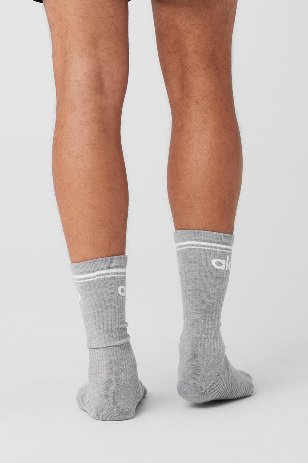 Athletic Heather Grey / White Alo Yoga Unisex Throwback Women Sock | KSA  COE436907