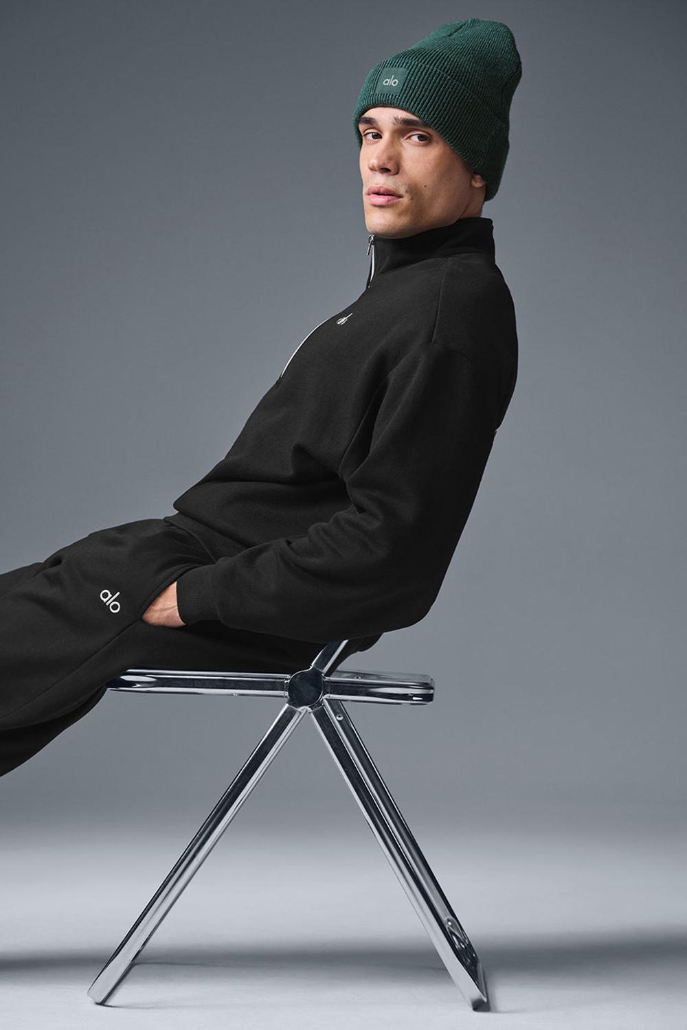 Black Alo Yoga Accolade 1/4 Zip Men Pullover | KSA  RJW325794