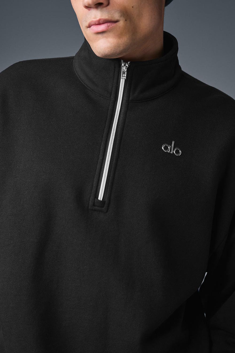 Black Alo Yoga Accolade 1/4 Zip Men Pullover | KSA  RJW325794