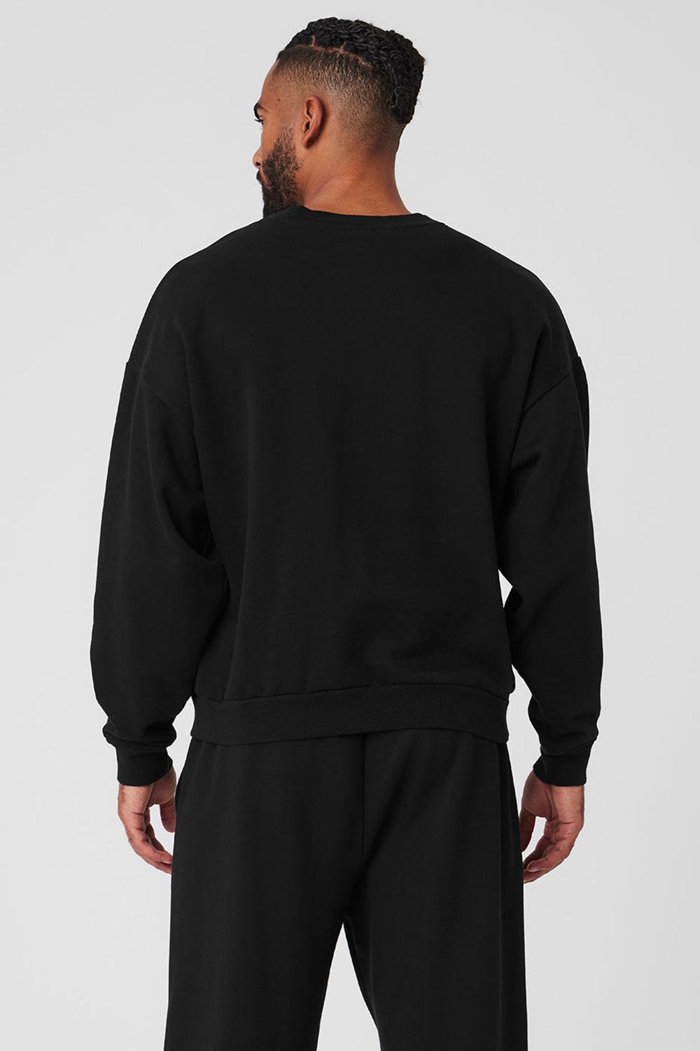 Black Alo Yoga Accolade Crew Neck Men Pullover | KSA  NAK150472