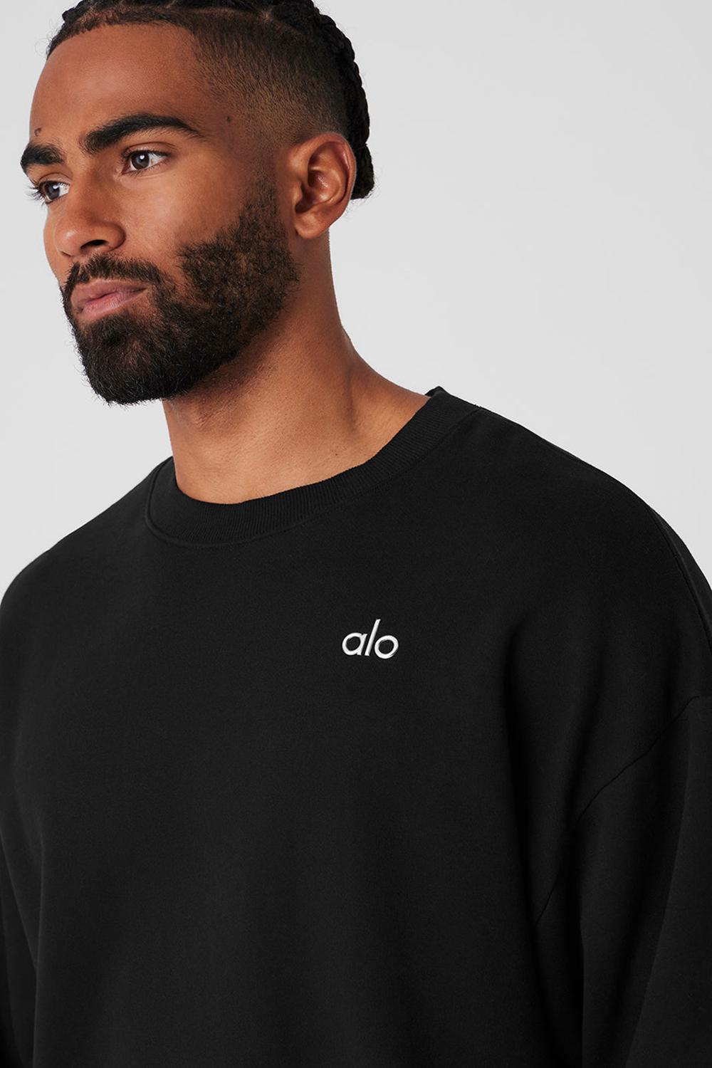 Black Alo Yoga Accolade Crew Neck Men Pullover | KSA  NAK150472
