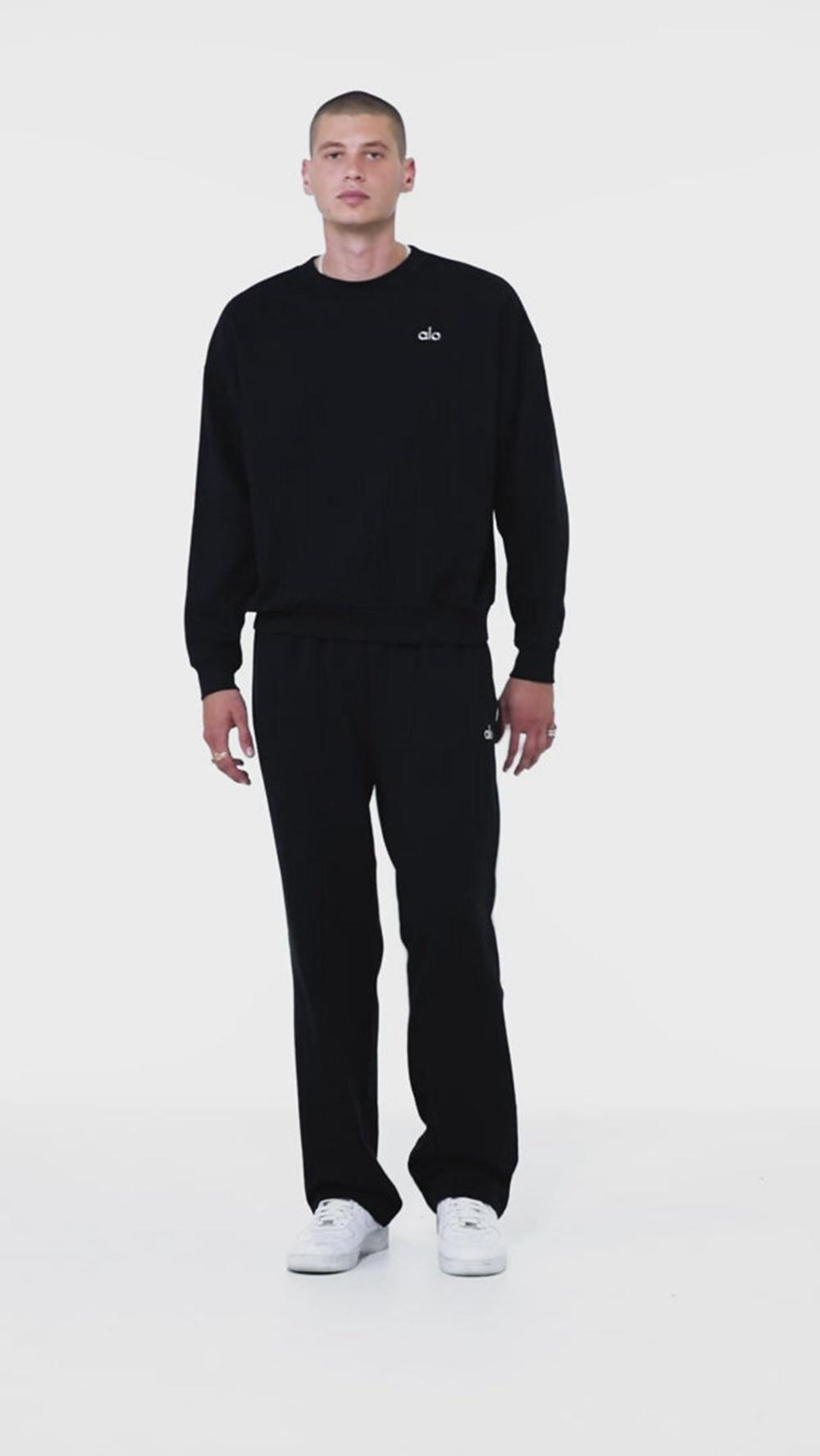 Black Alo Yoga Accolade Crew Neck Men Pullover | KSA  NAK150472