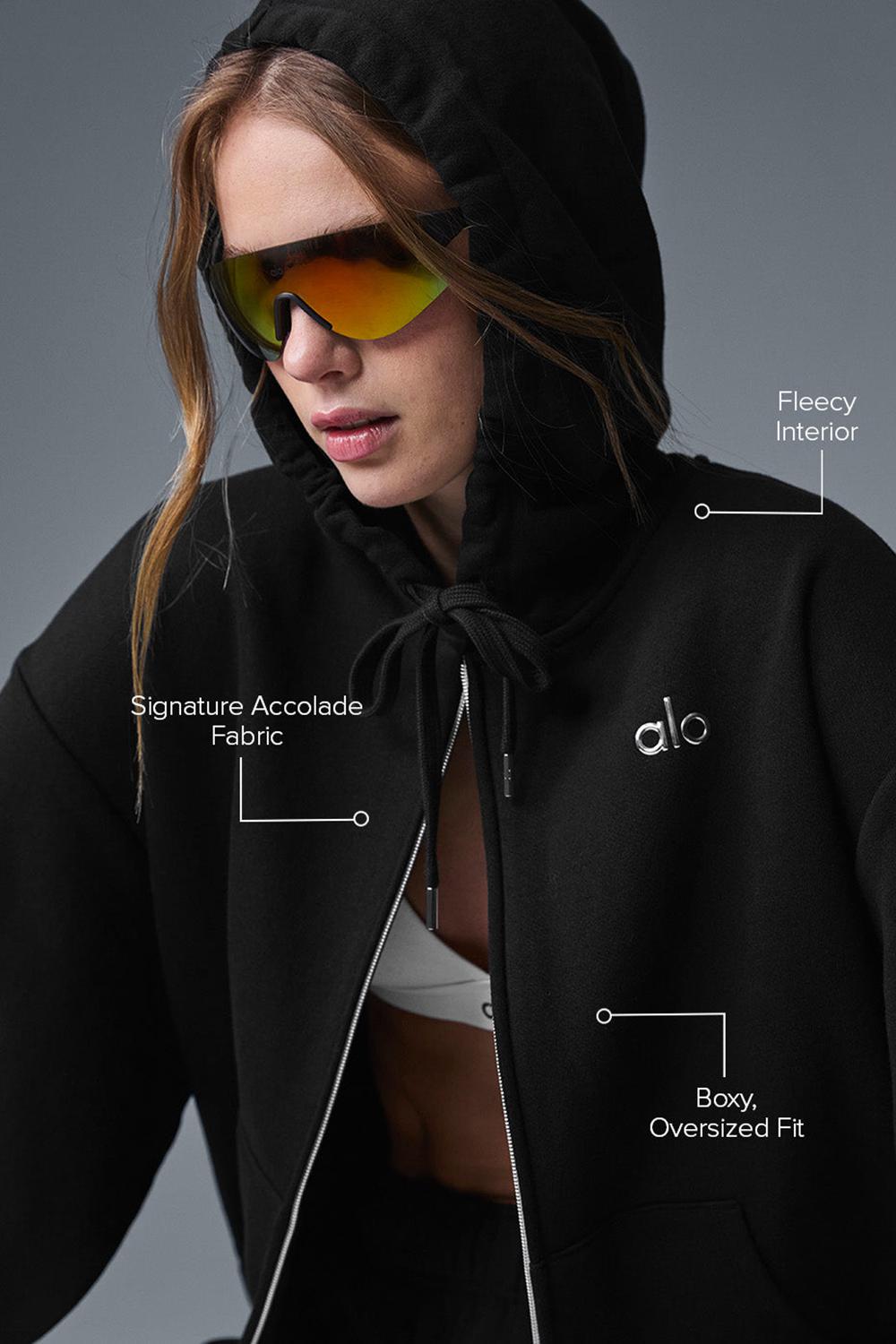 Black Alo Yoga Accolade Full Zip Women Hoodie | KSA  RYP271960