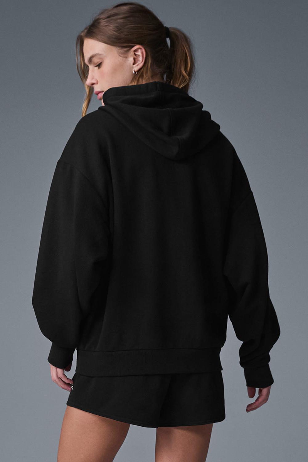 Black Alo Yoga Accolade Full Zip Women Hoodie | KSA  RYP271960