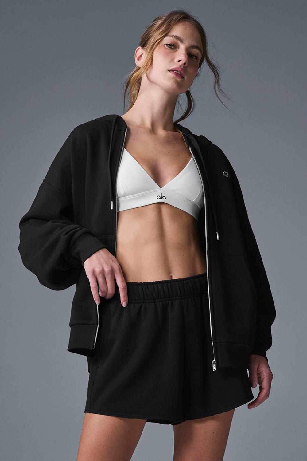 Black Alo Yoga Accolade Full Zip Women Hoodie | KSA  RYP271960
