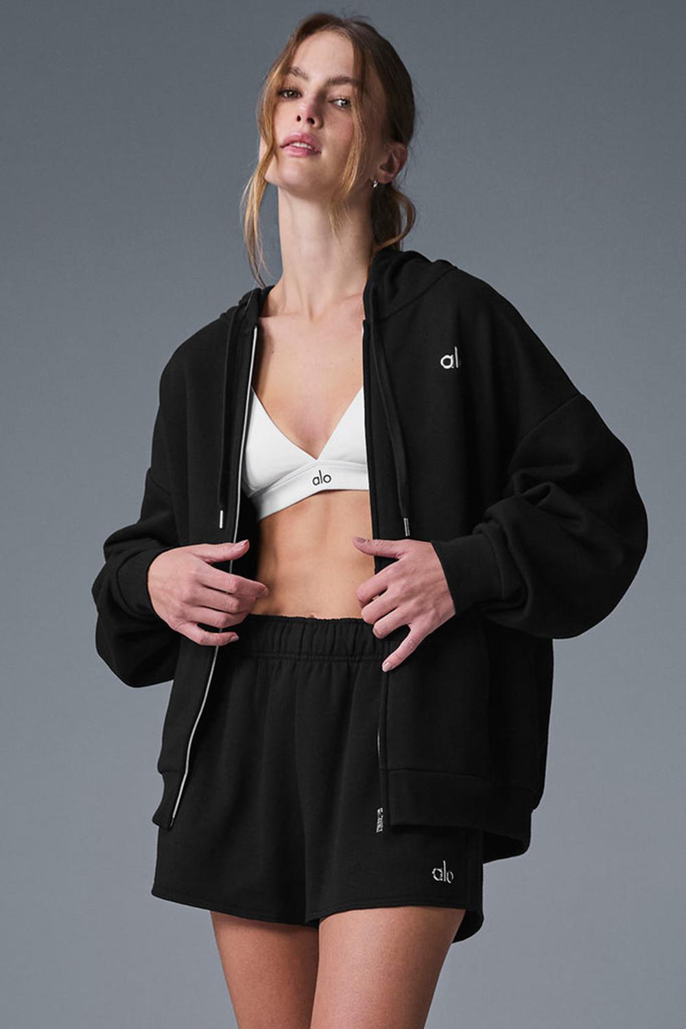 Black Alo Yoga Accolade Full Zip Women Hoodie | KSA  RYP271960
