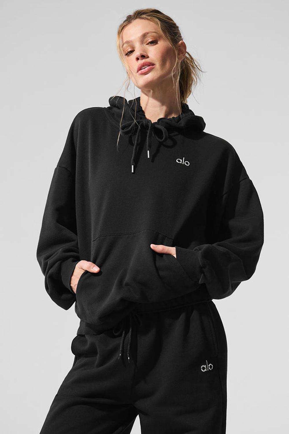 Black Alo Yoga Accolade Women Hoodie | KSA  GRF134692
