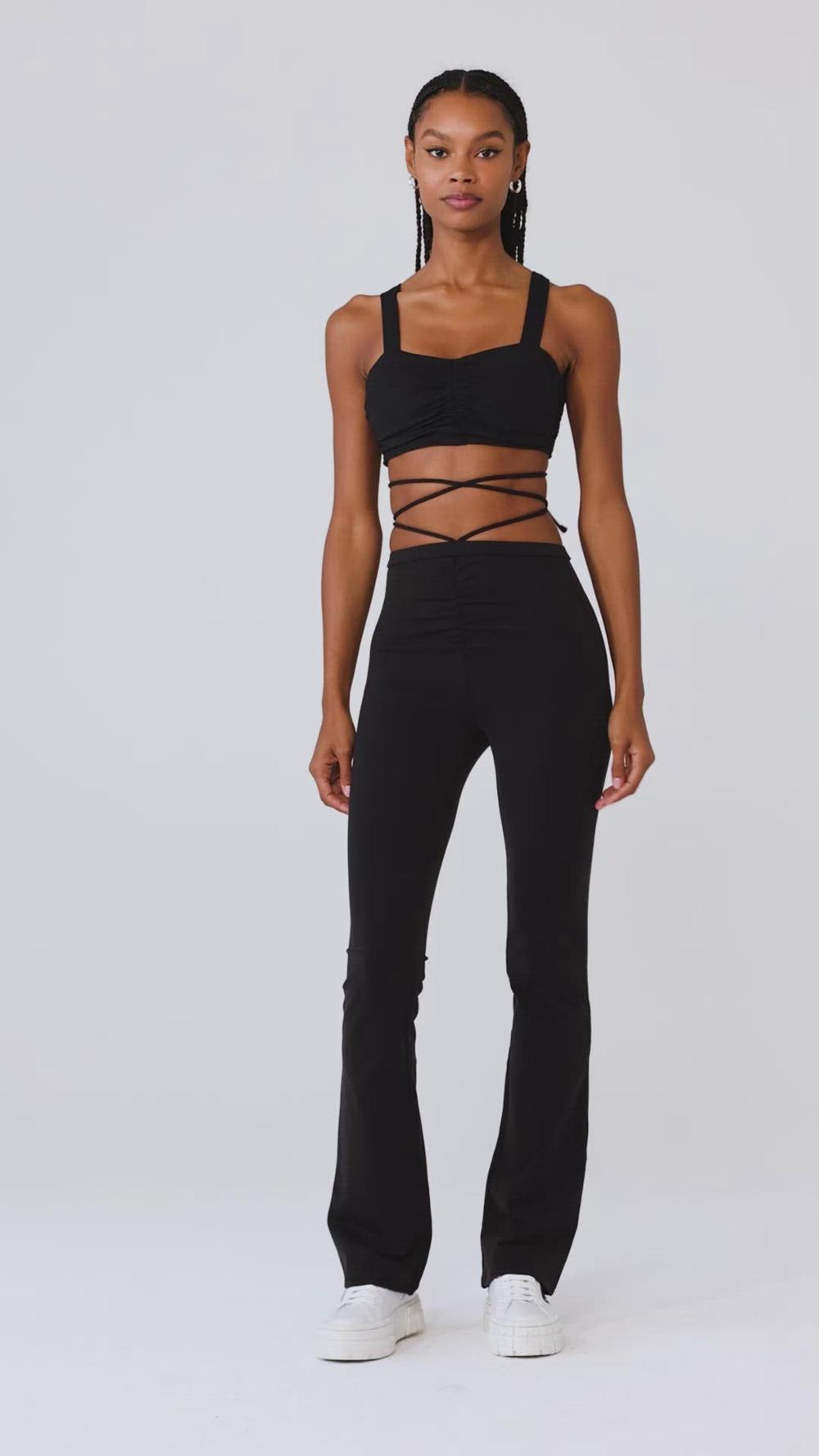 Black Alo Yoga Airbrush Cinch Women Bra | KSA  ABZ086741