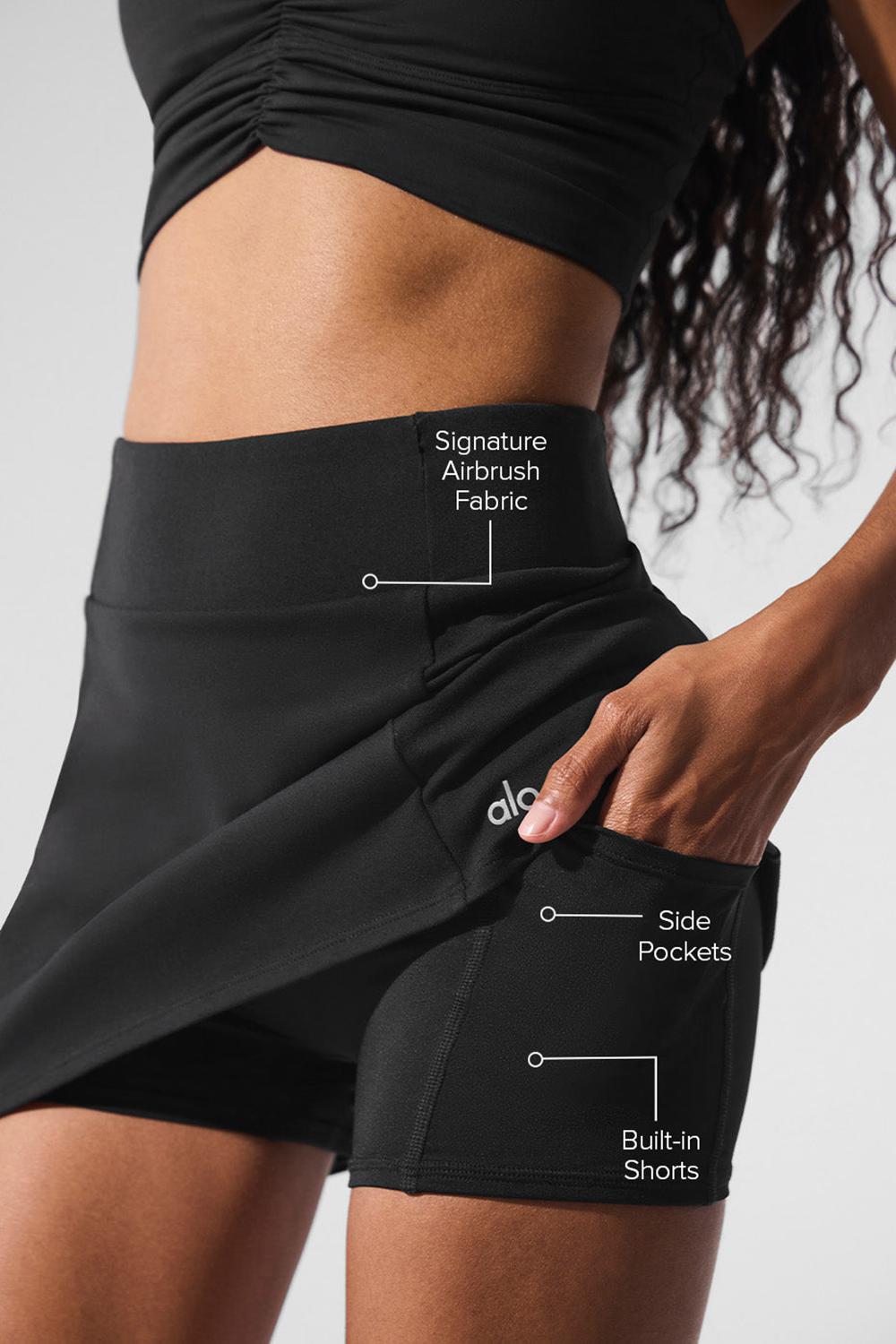 Black Alo Yoga Airbrush High-Waist Good Form Tennis Women Skirt | KSA  ZKA921840