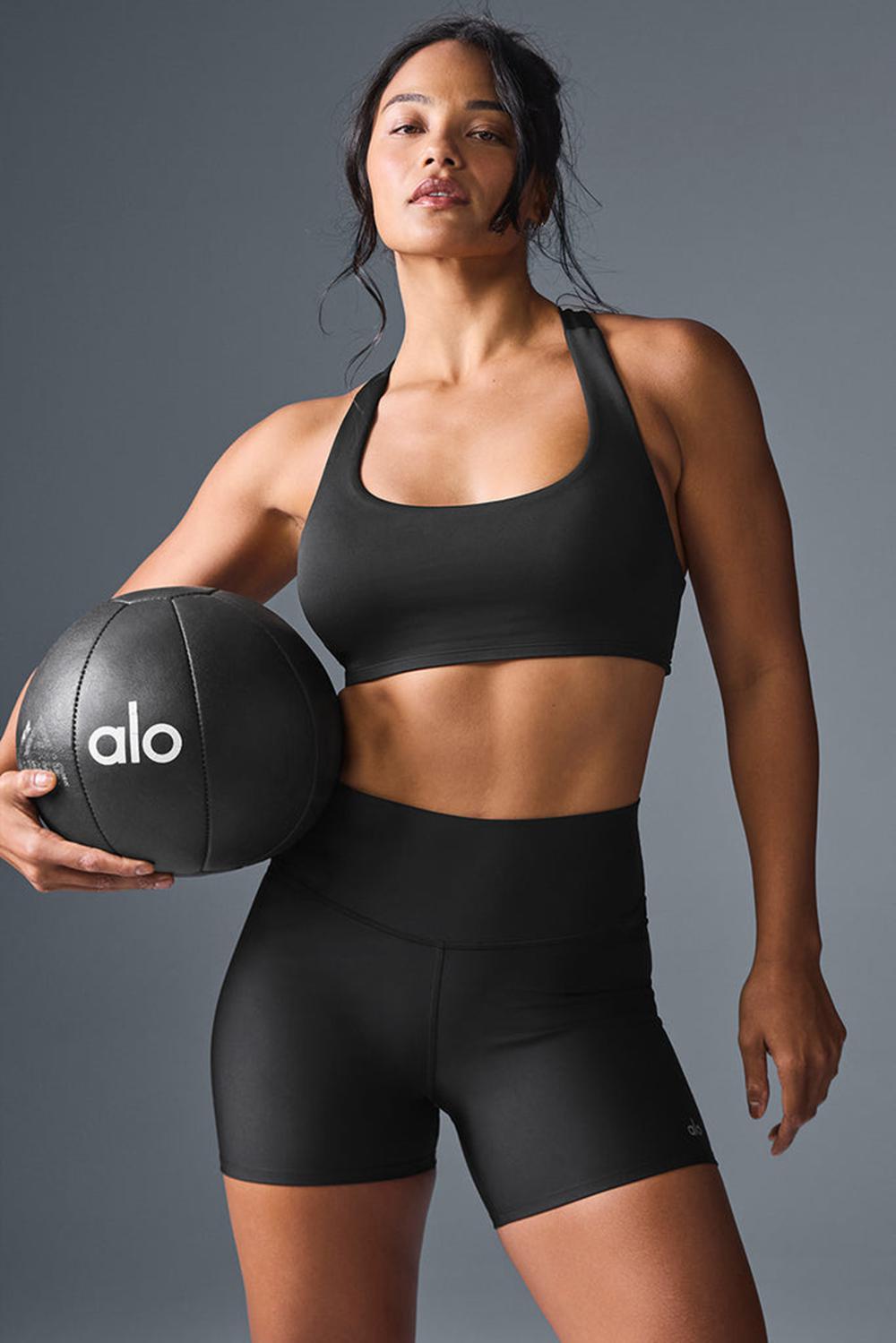 Black Alo Yoga Airlift Advantage Racerback Women Bra | KSA  GBO316527