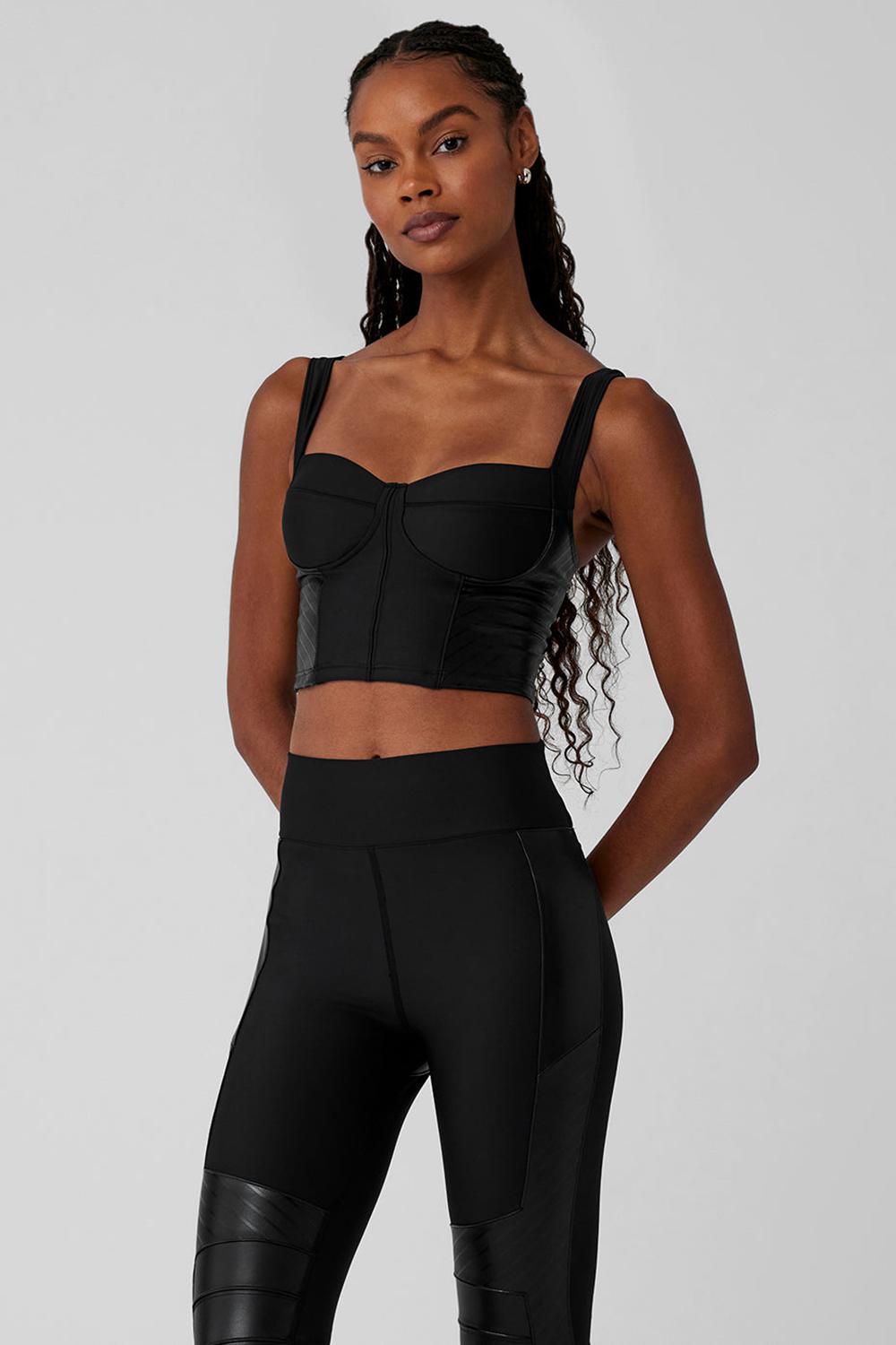 Black Alo Yoga Airlift Winter Warm Cropped Supermoto Women Tank | KSA  ZQY516790
