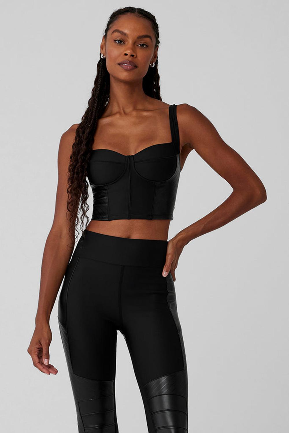Black Alo Yoga Airlift Winter Warm Cropped Supermoto Women Tank | KSA  ZQY516790