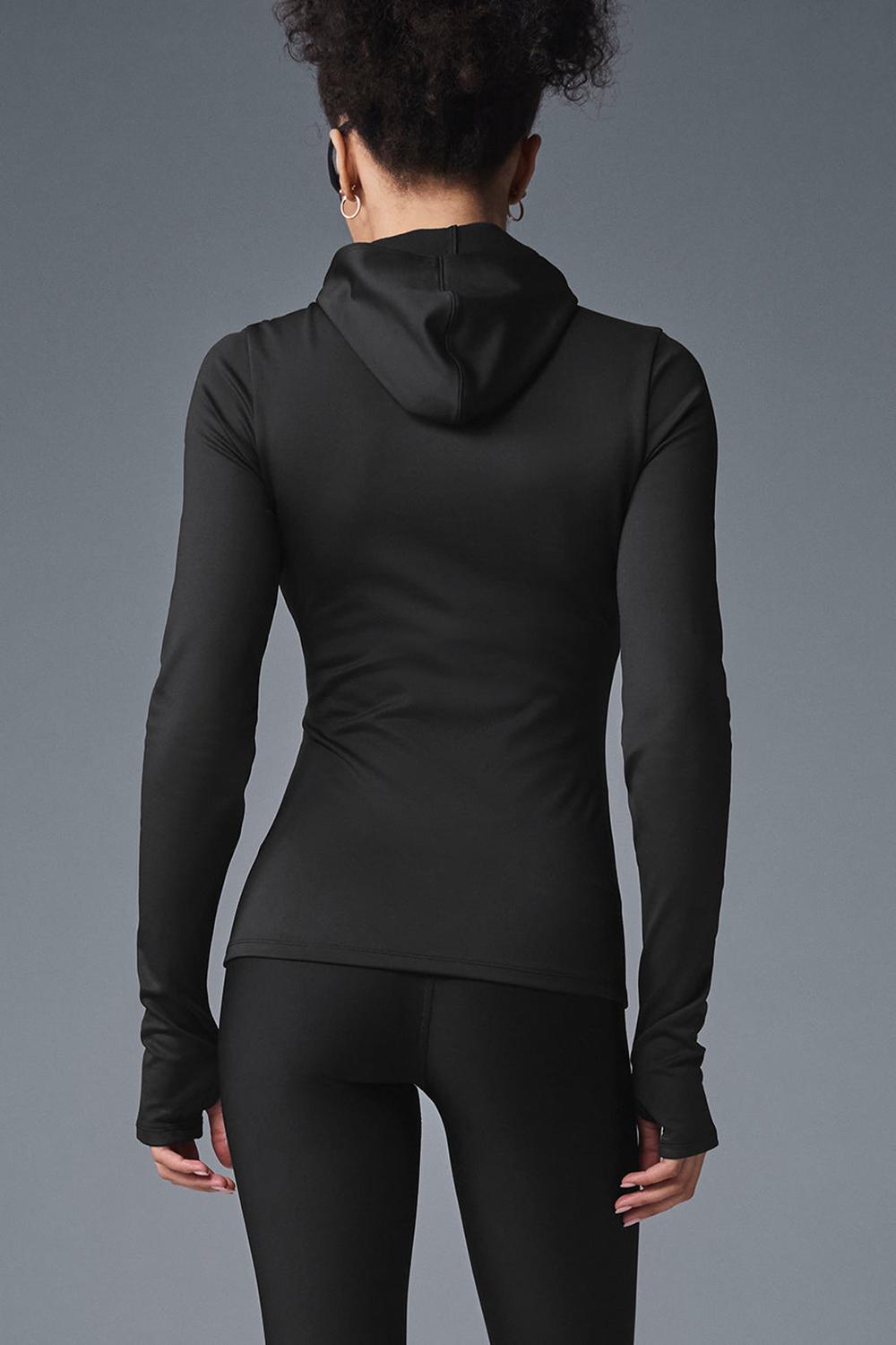 Black Alo Yoga Airlift Winter Warm Runner Women Hoodie | KSA  IAF495076