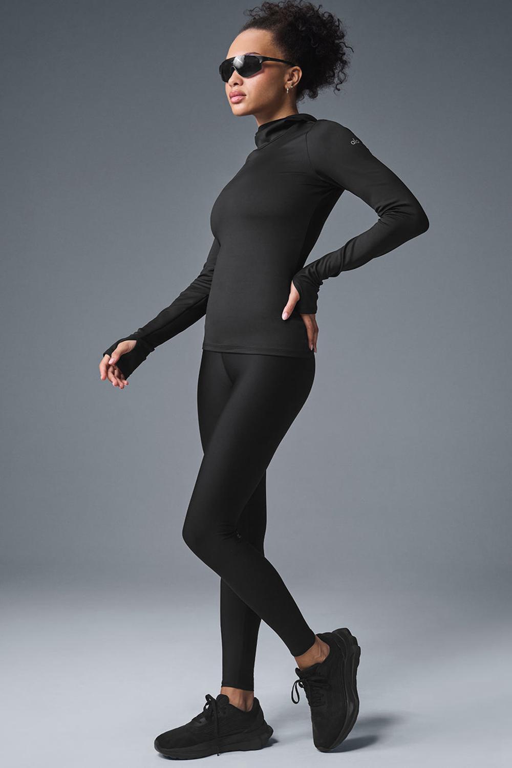 Black Alo Yoga Airlift Winter Warm Runner Women Hoodie | KSA  IAF495076