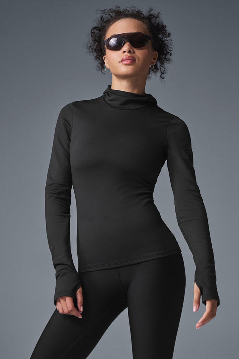 Black Alo Yoga Airlift Winter Warm Runner Women Hoodie | KSA  IAF495076