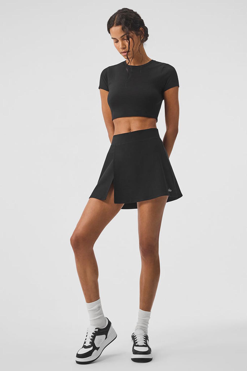 Black Alo Yoga Alosoft Backspin Women Skirt | KSA  OTK439675