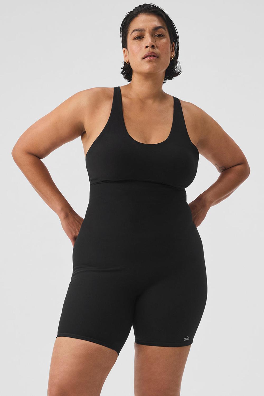 Black Alo Yoga Alosoft Center Stage Women Onesie | KSA  MZJ971028