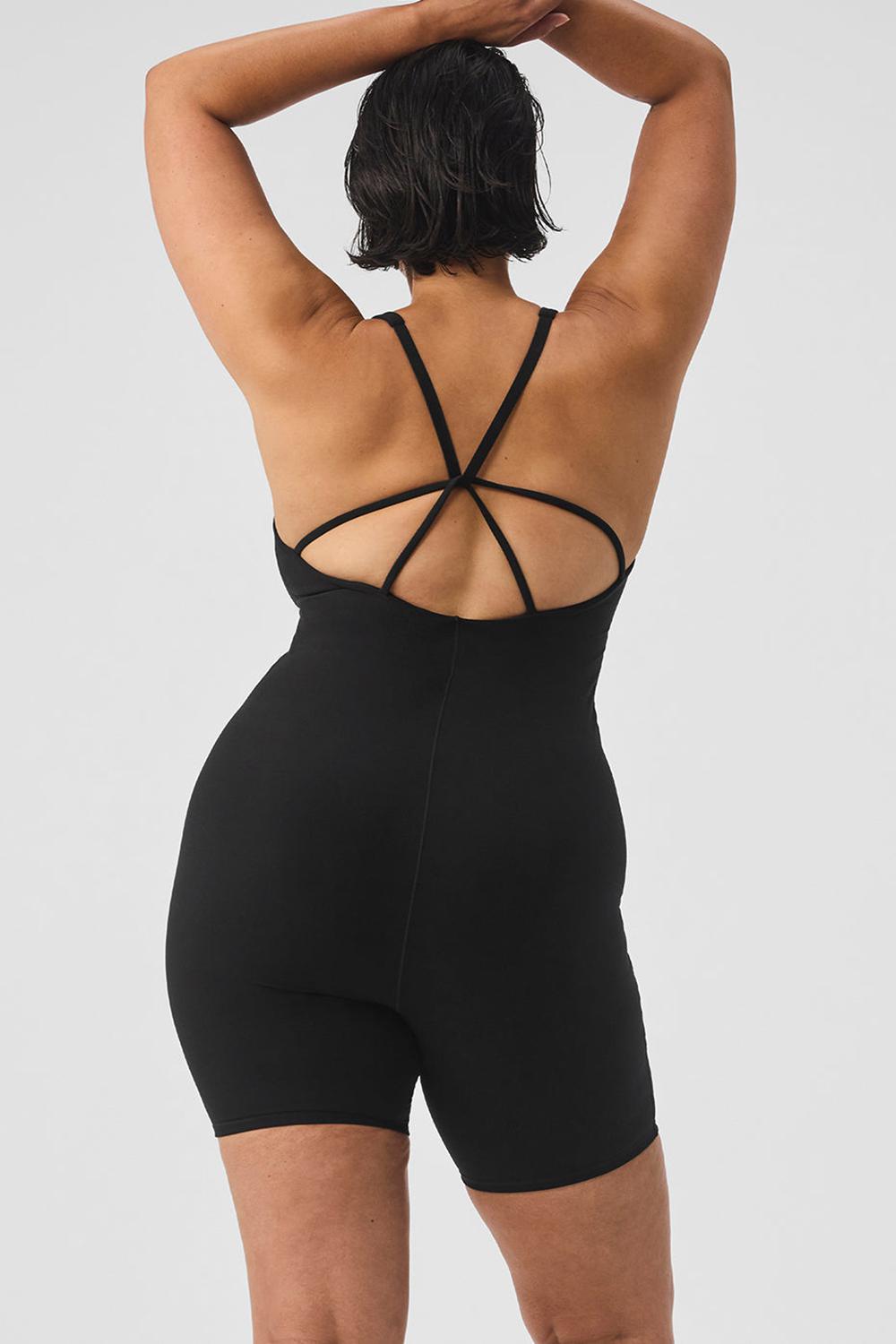 Black Alo Yoga Alosoft Center Stage Women Onesie | KSA  MZJ971028