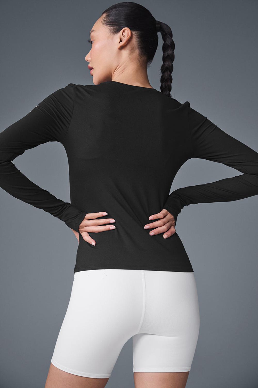 Black Alo Yoga Alosoft Finesse Women Long Sleeve | KSA  JPQ985734
