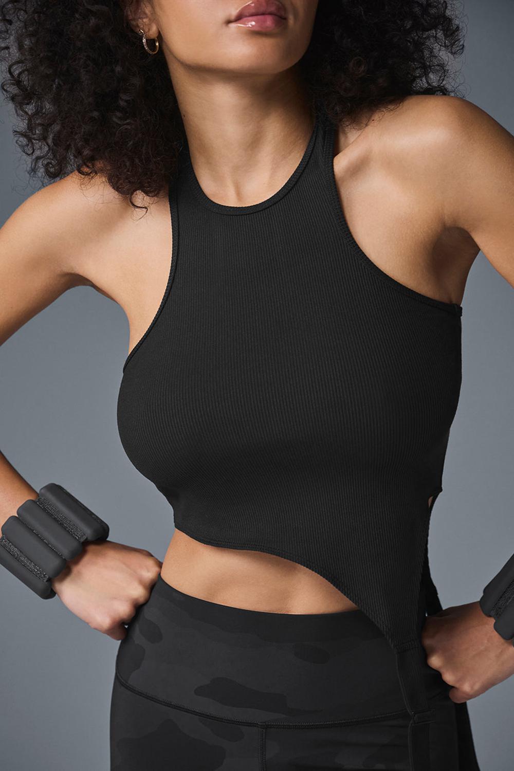Black Alo Yoga Alosoft Ribbed Revelation Women Tank | KSA  WZU932457