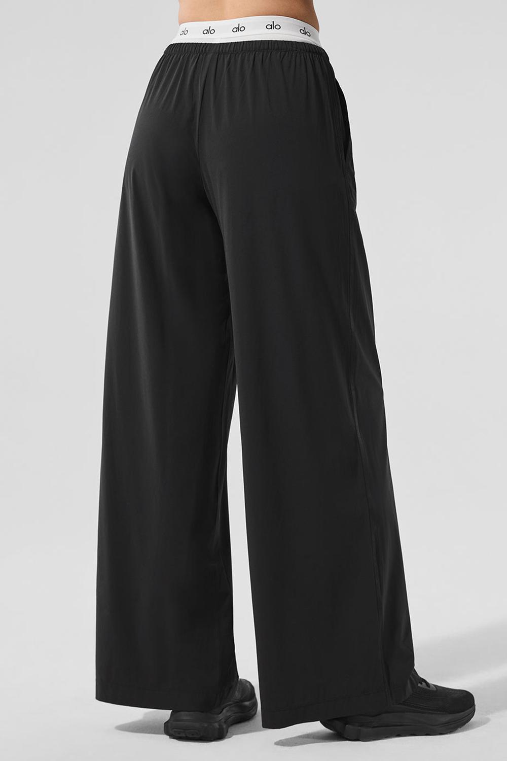 Black Alo Yoga Breezy Wide Leg Women Pant | KSA  KPI682714
