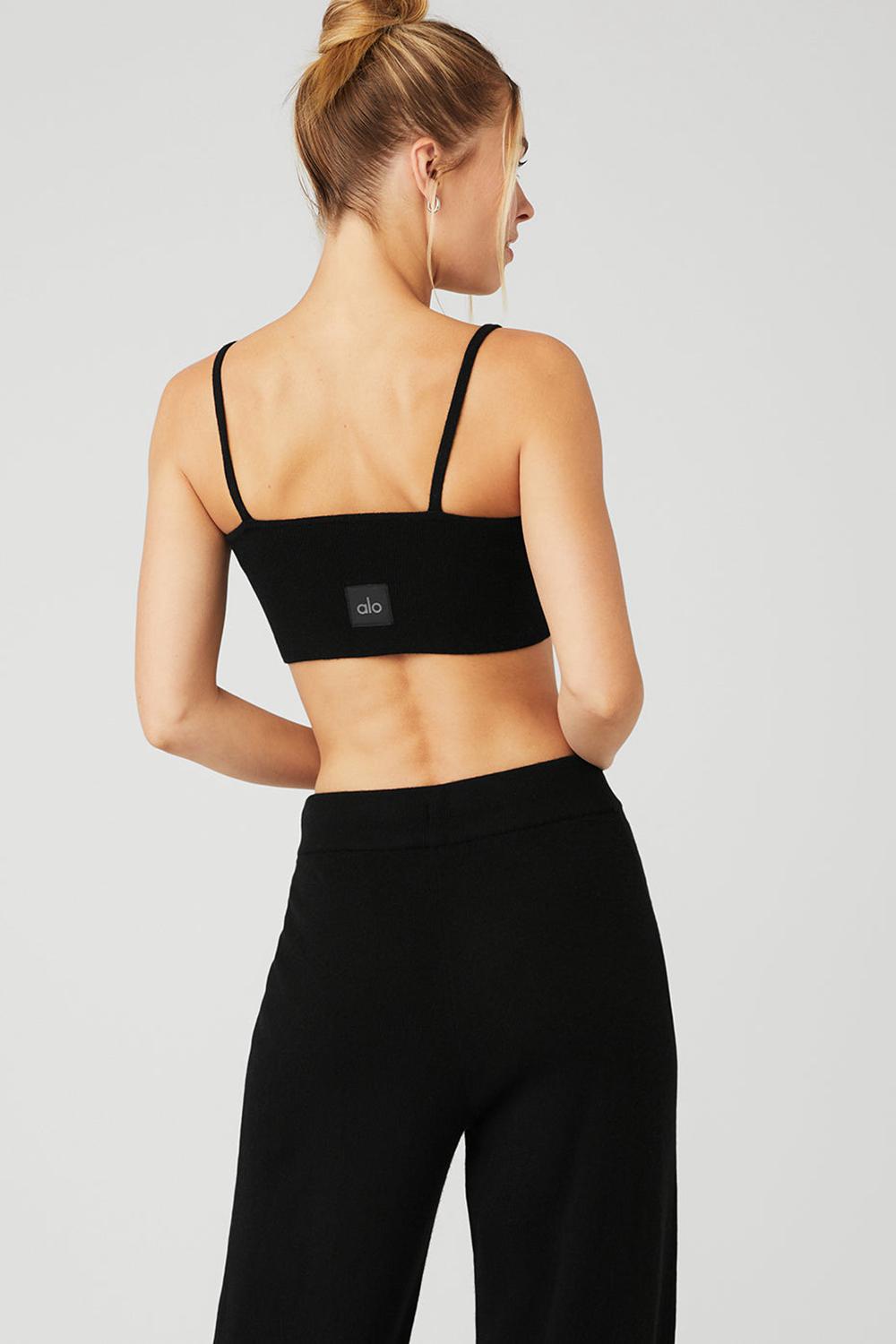 Black Alo Yoga Cashmere Jet Set Women Bra | KSA  XIE753862