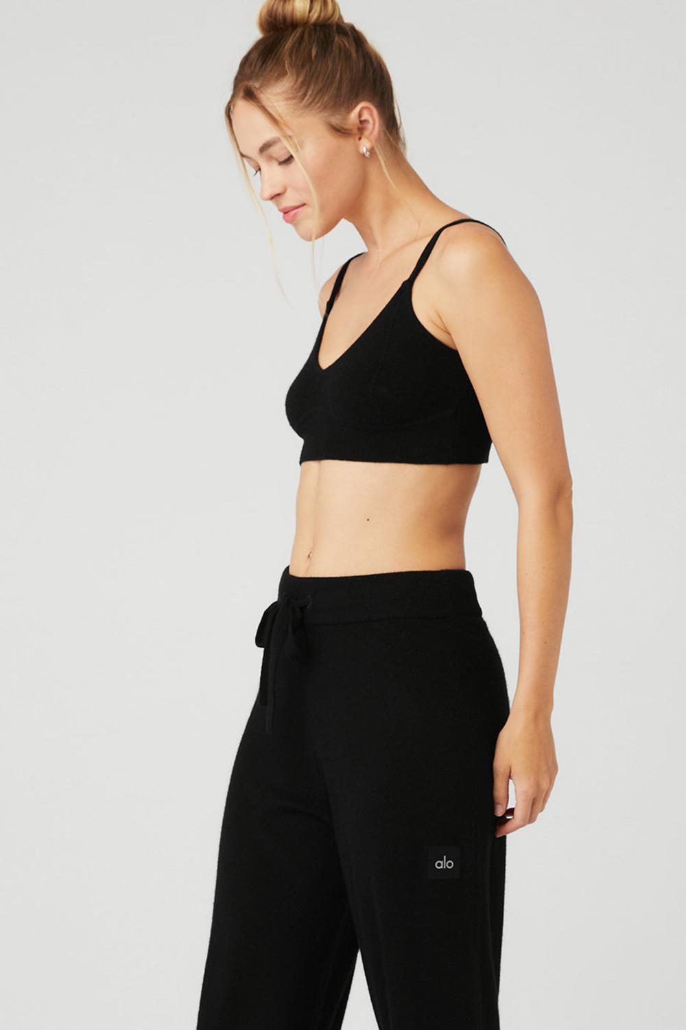 Black Alo Yoga Cashmere Jet Set Women Bra | KSA  XIE753862