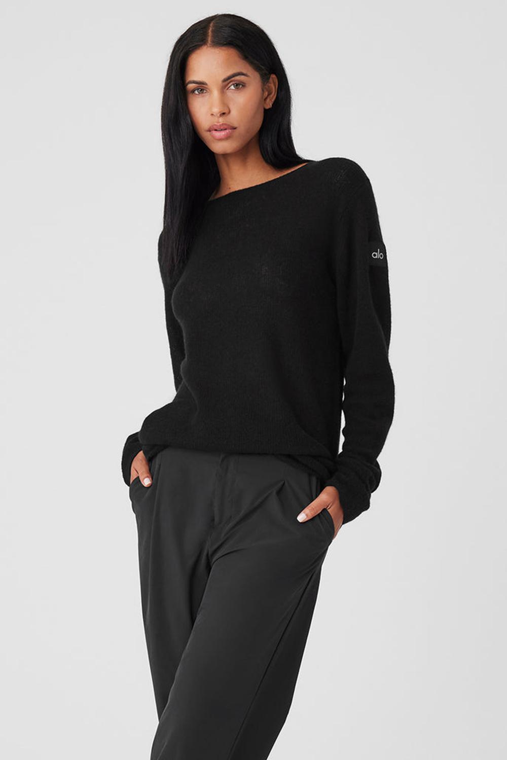 Black Alo Yoga Cashmere Reform Women Long Sleeve | KSA  SUN126830