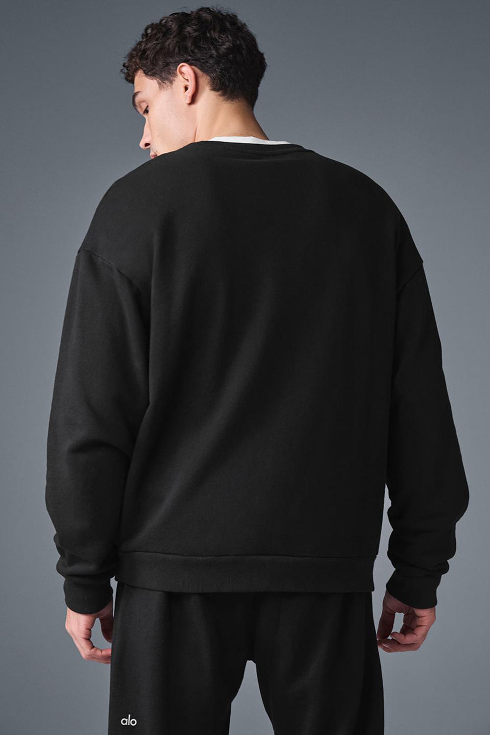Black Alo Yoga Chill Crew Neck Men Pullover | KSA  ZSC584376