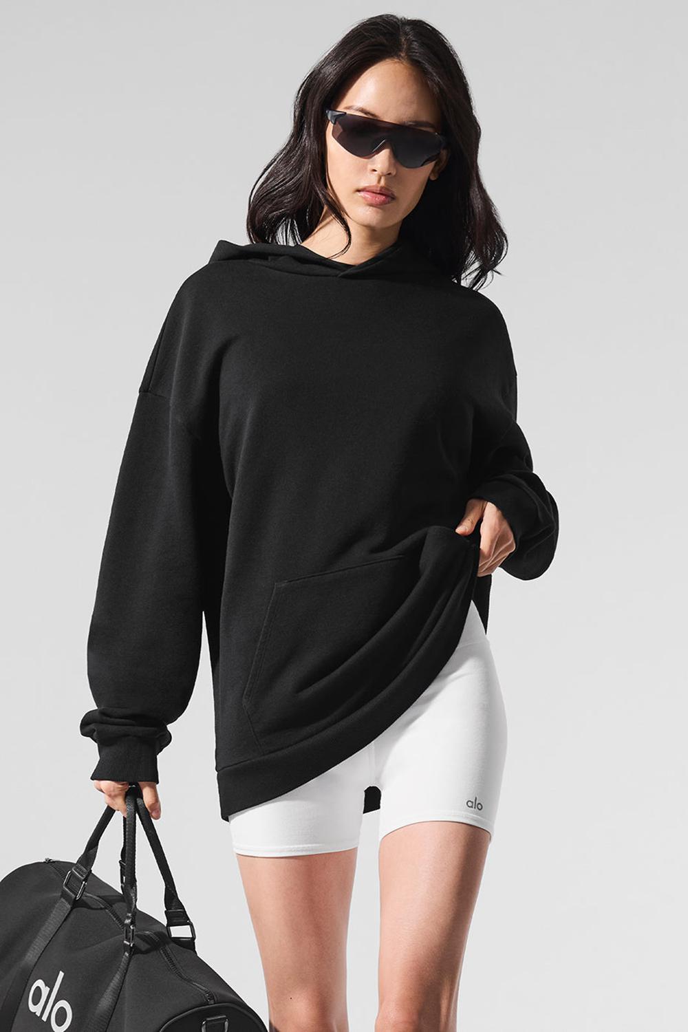 Black Alo Yoga Chill Women Hoodie | KSA  DOK374269