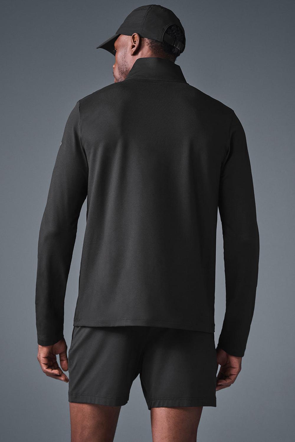 Black Alo Yoga Conquer 1/4 Zip Reform Men Long Sleeve | KSA  FEU302815