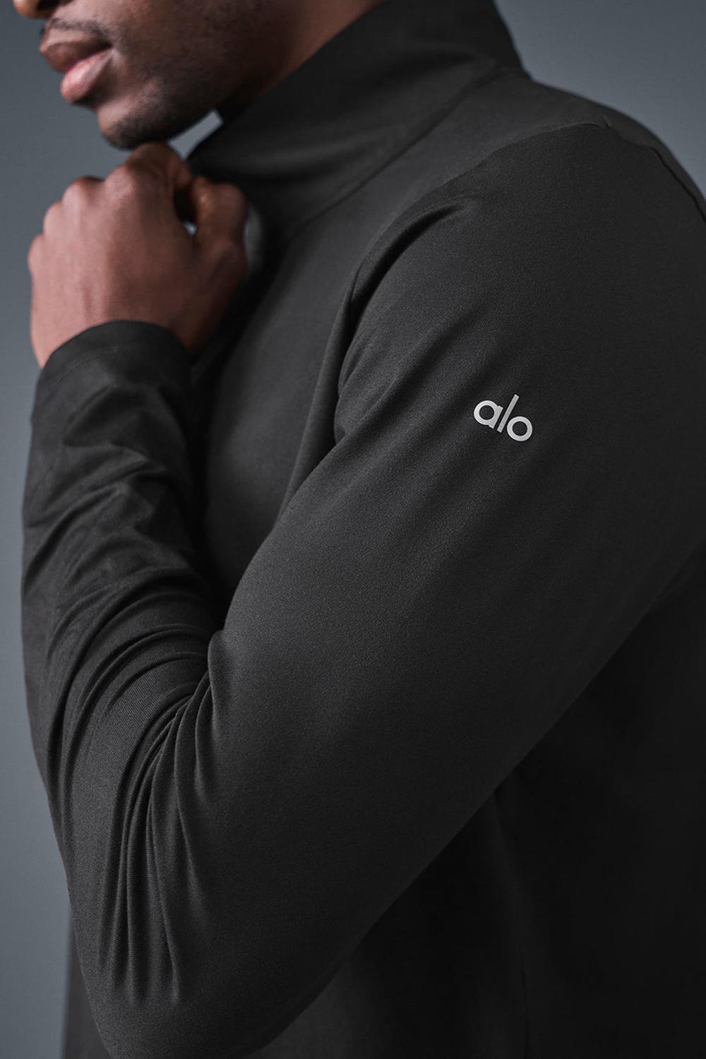 Black Alo Yoga Conquer 1/4 Zip Reform Men Long Sleeve | KSA  FEU302815
