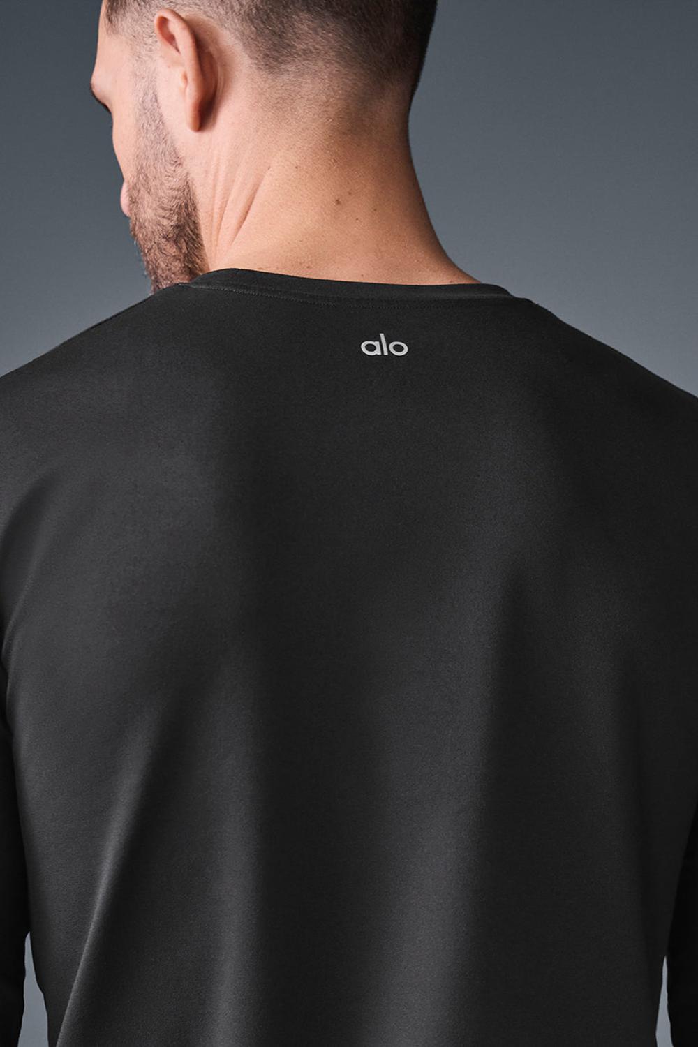 Black Alo Yoga Conquer Reform Crewneck Men Long Sleeve | KSA  LNG492103