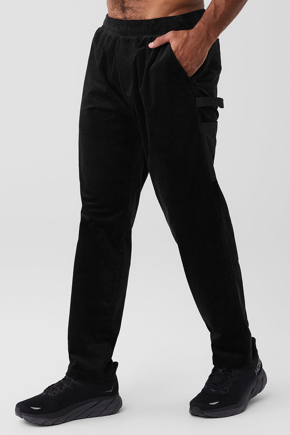 Black Alo Yoga Corduroy District Men Sweatpant | KSA  YKL035482