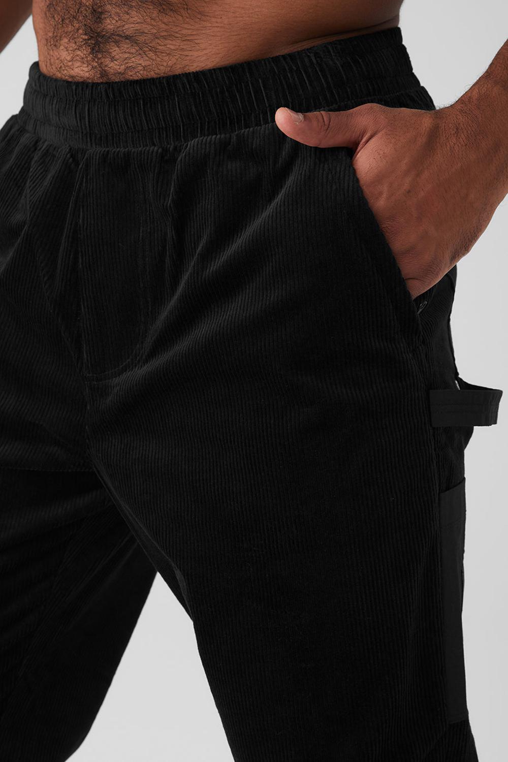 Black Alo Yoga Corduroy District Men Sweatpant | KSA  YKL035482