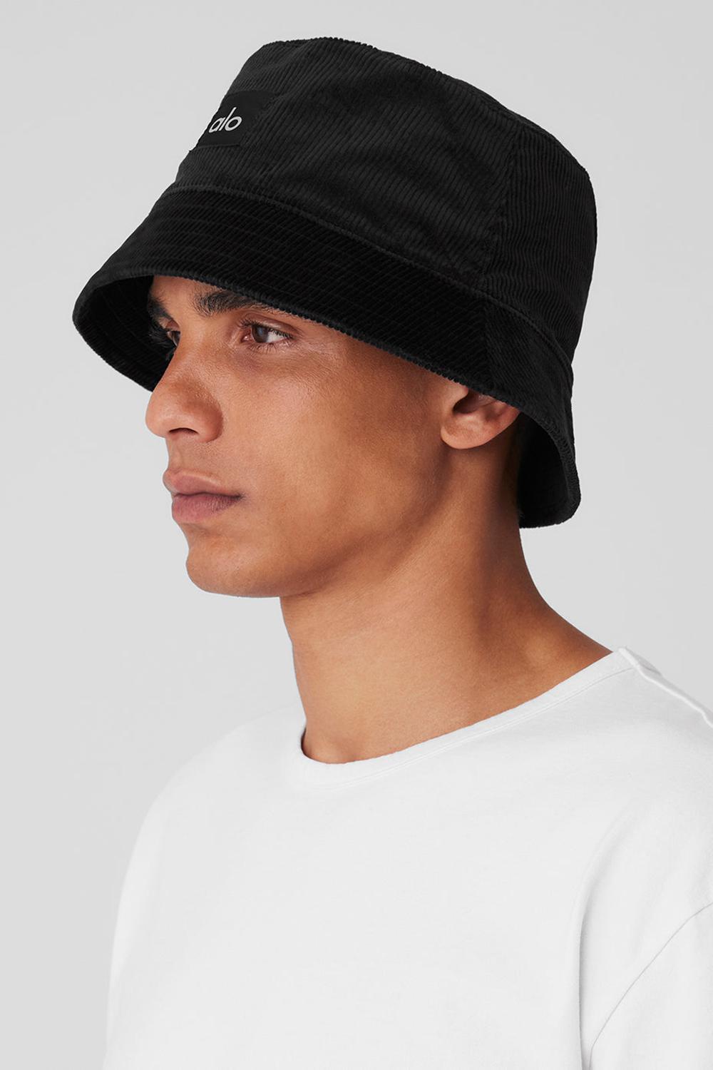 Black Alo Yoga Corduroy Neighborhood Men Bucket Hat | KSA  JHK421359