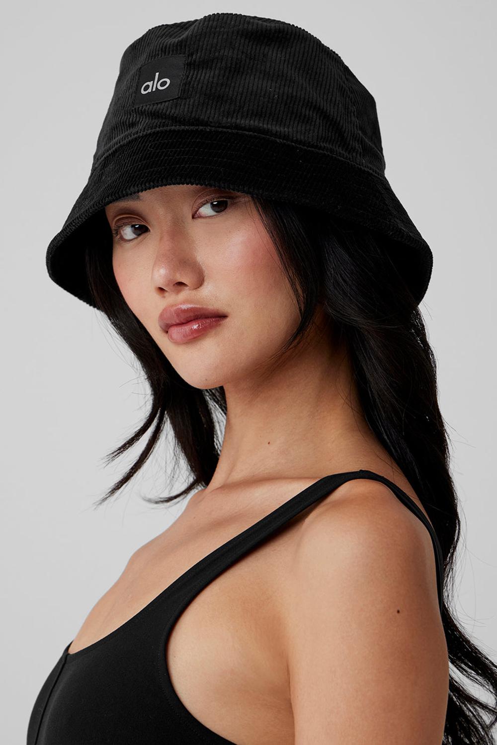 Black Alo Yoga Corduroy Neighborhood Women Bucket Hat | KSA  FCU649857