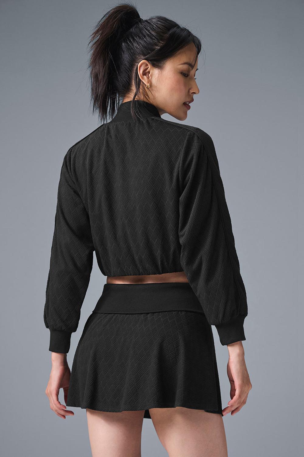 Black Alo Yoga Cropped Doubles Only Full Zip Women Jacket | KSA  CLJ379806